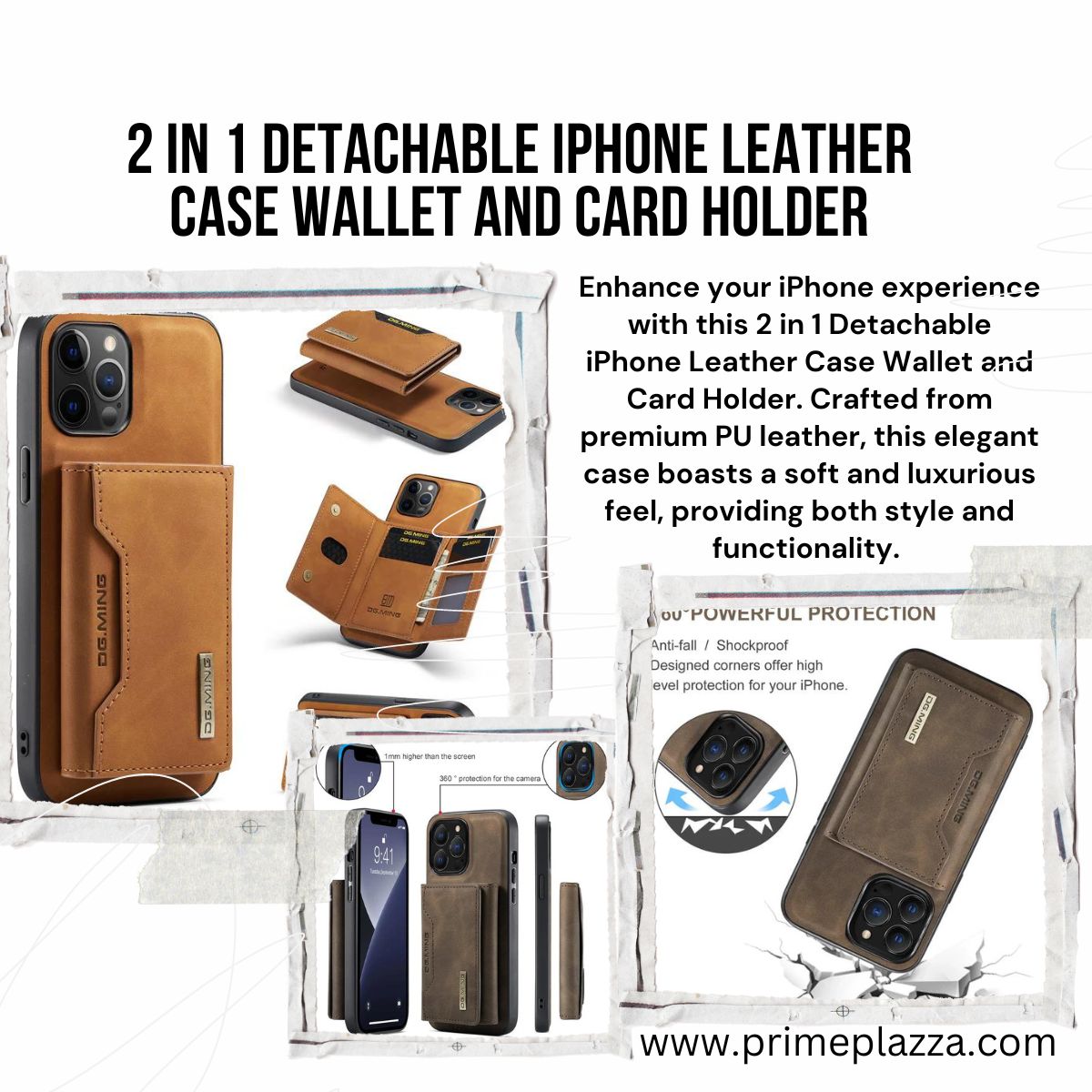 Streamline Your Essentials with the 2-in-1 Detachable iPhone Leather Case Wallet and Card Holder